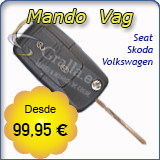 Llave Volkswagen, Seat y Skoda con Mando